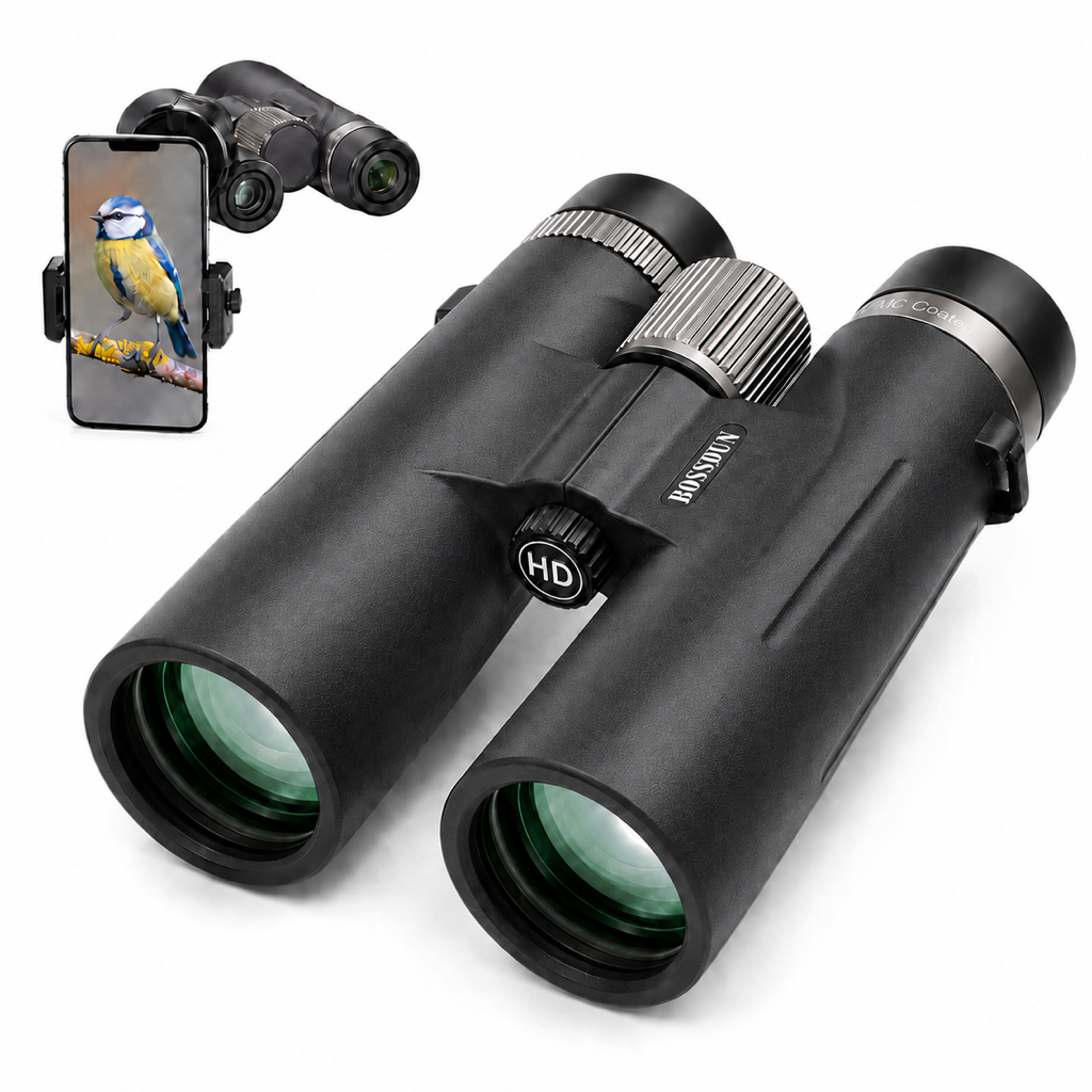 ED 12x42 High-Definition Wide-Angle Binoculars with Large Prism – Low-Light Night Vision Waterproof Optics for Bird Watching, Bee Spotting, and Outdoor Hiking