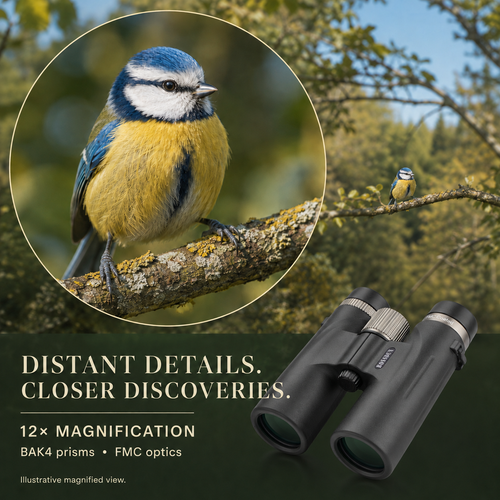 ED 12x42 High-Definition Wide-Angle Binoculars with Large Prism – Low-Light Night Vision Waterproof Optics for Bird Watching, Bee Spotting, and Outdoor Hiking