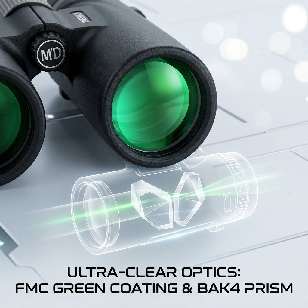 ED 12x42 High-Definition Wide-Angle Binoculars with Large Prism – Low-Light Night Vision Waterproof Optics for Bird Watching, Bee Spotting, and Outdoor Hiking