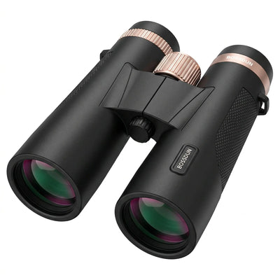 Black BRISOLIN binoculars with rose gold textured dials and rose gold accents, shown on a clean white background.
