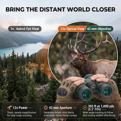 Pathfinder 12x42 HD Binoculars with Phone Adapter