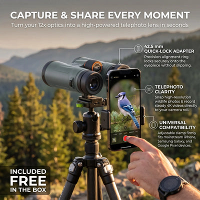 Pathfinder 12x42 HD Binoculars with Phone Adapter