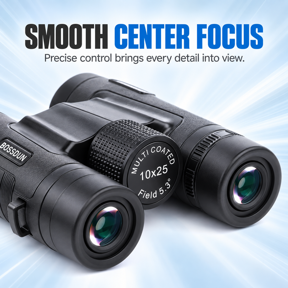 Black 10x25 binoculars with smooth centre focus wheel #color_black