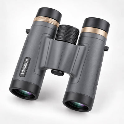 BOSSDUN 10x25 graphite grey binoculars with champagne-gold accent rings
