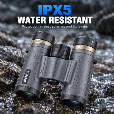 IPX5 water-resistant grey 10x25 binoculars 