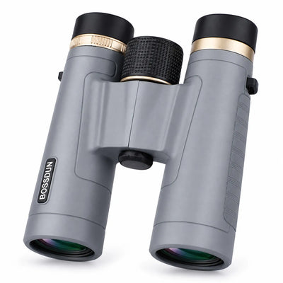 Gray BOSSDUN binoculars with black and gold accents, shown on a clean white background.
