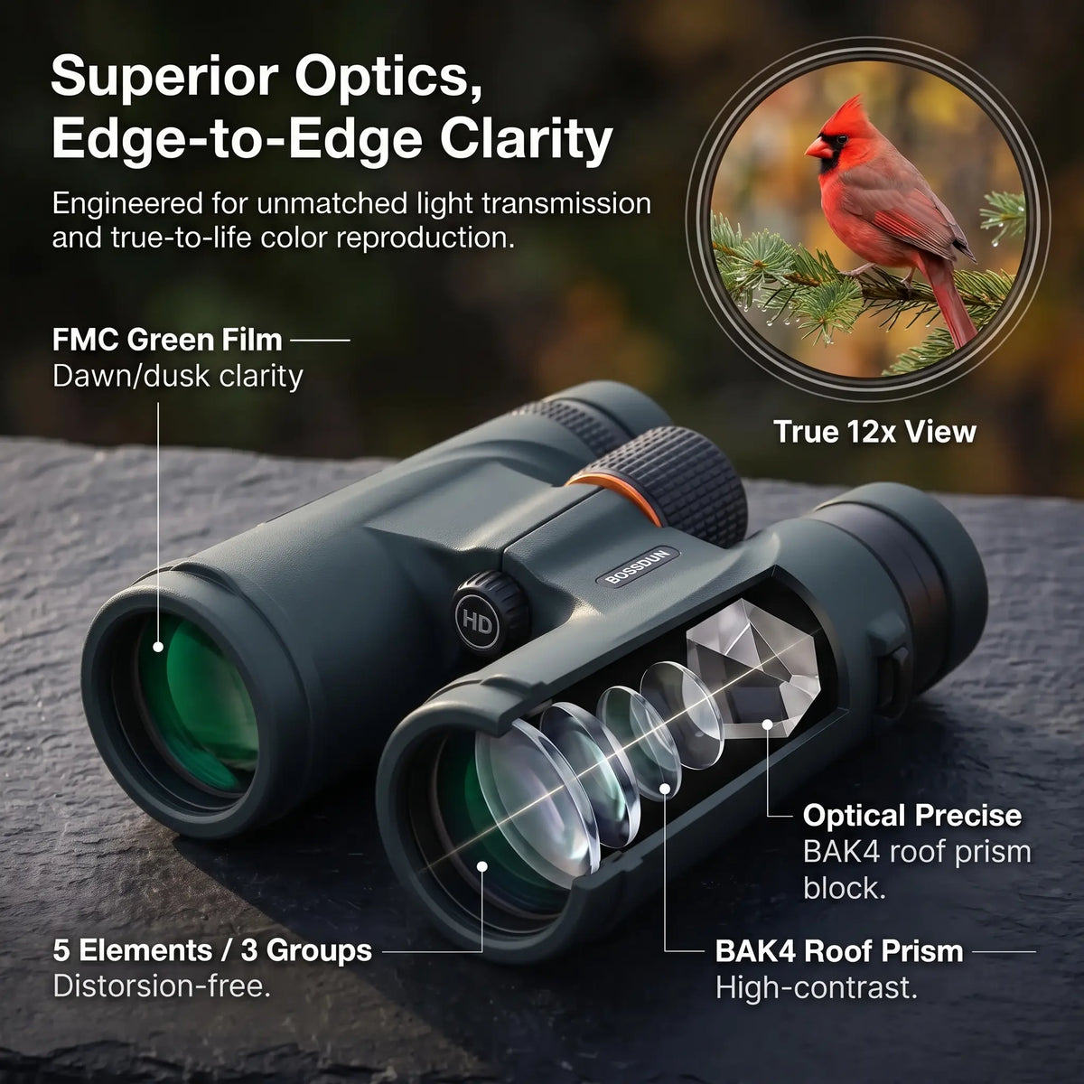 Pathfinder 12x42 HD Binoculars with Phone Adapter